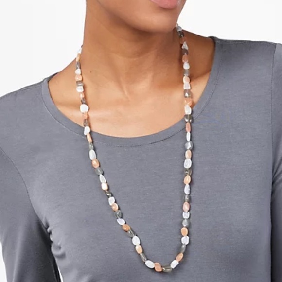 Affinity Gems Multicolored Moonstone 32" Necklace, Sterling Silver - Picture 5 of 5